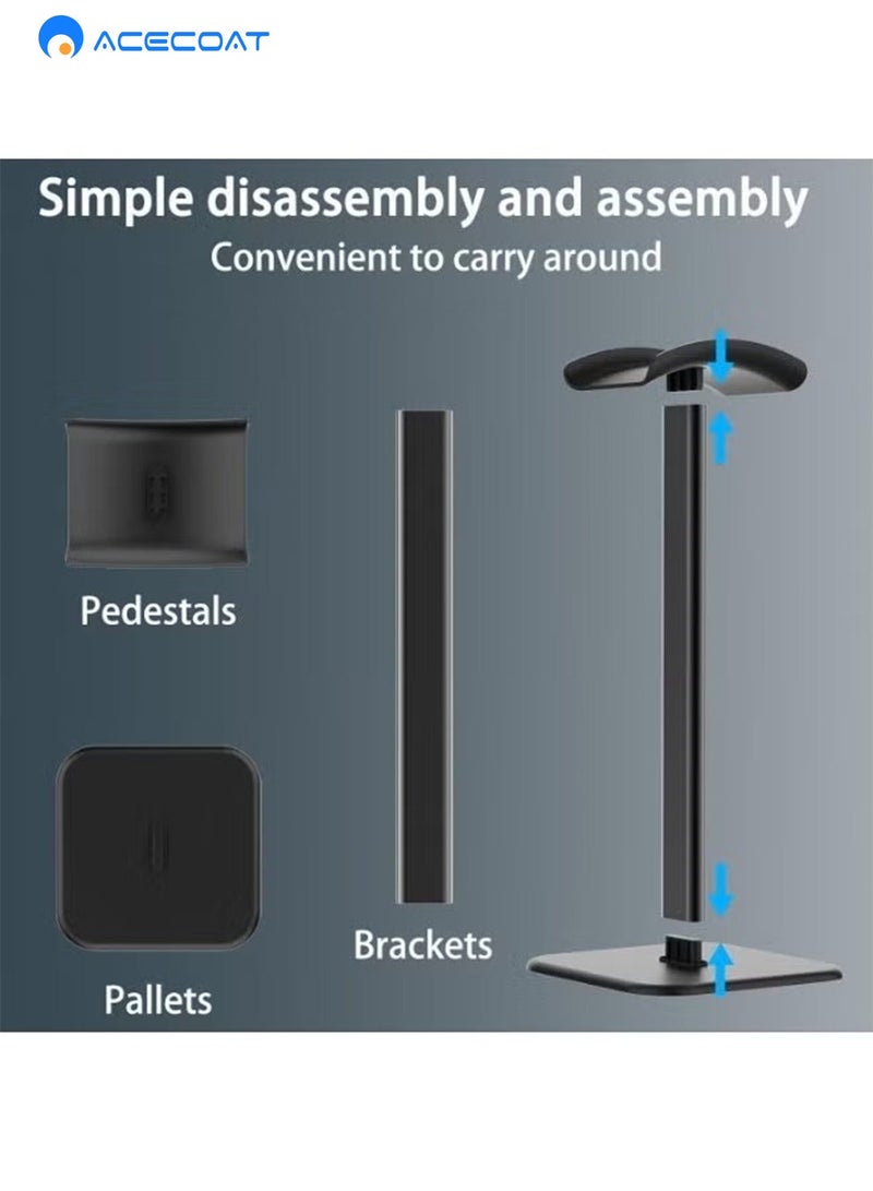 ACECOAT Headphone Stand with Aluminum Bar and Flexible Headrest -  Black - Image 4