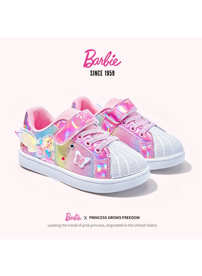 Barbie أحذية رياضية للبنات من باربي للأطفال ربيع خريف منخفضة الكعب أحذية رياضية للأطفال دا6202 وردي مقاس 32 - Image 1