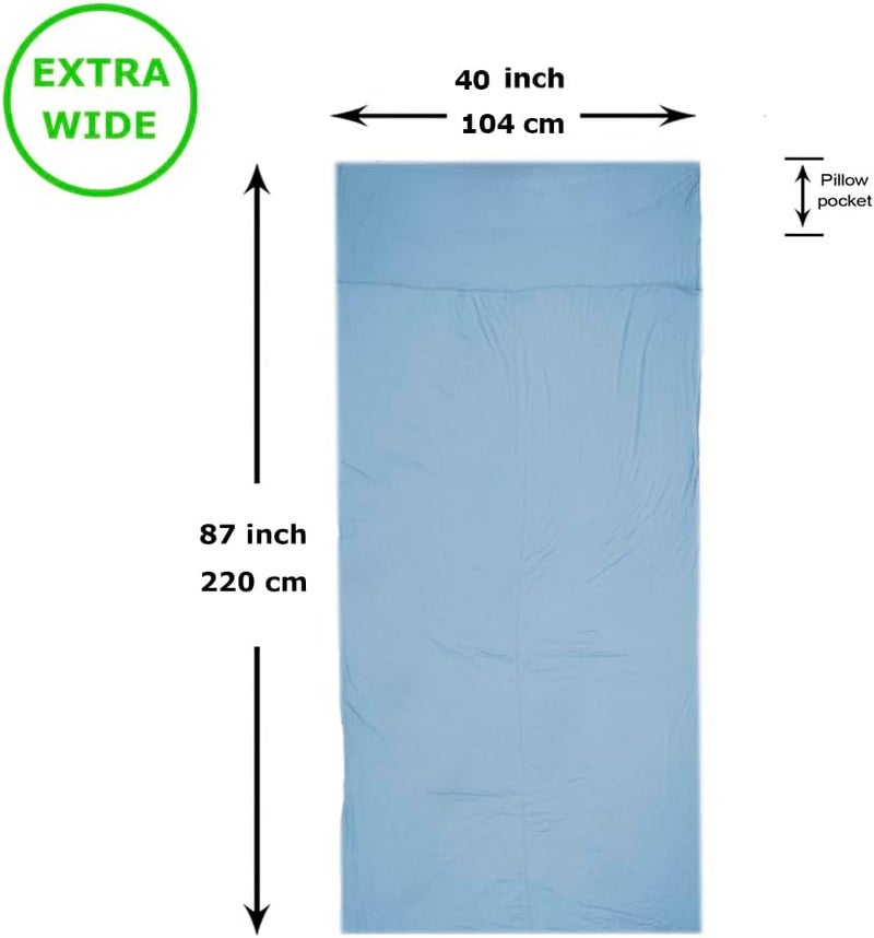 BROWINT Travel Sheets for Hotel, Rayon Derived from Bamboo, Stretchy Sleep Sack for Adults, Warm Weather/Summer Sleeping Bag Liner for Camping and Travel, Rectangular with Pillow Pocket, Mummy, Cooling Sheets - Image 2