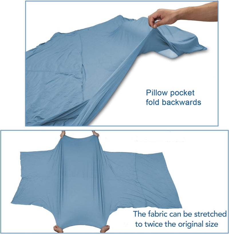 BROWINT Travel Sheets for Hotel, Rayon Derived from Bamboo, Stretchy Sleep Sack for Adults, Warm Weather/Summer Sleeping Bag Liner for Camping and Travel, Rectangular with Pillow Pocket, Mummy, Cooling Sheets - Image 4