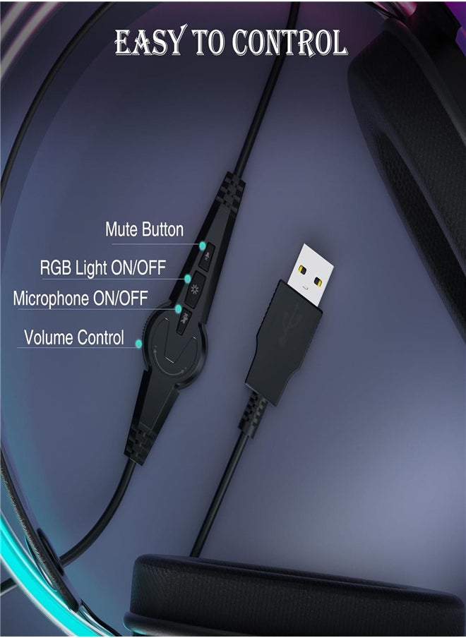 AULA - S505 Gaming Headset with Mic for PC, RGB Rainbow Backlit, Virtual 7.1 Surround Sound, 50mm Driver, Soft Memory Earmuffs, Wired Laptop Desktop Computer Headset - Image 1
