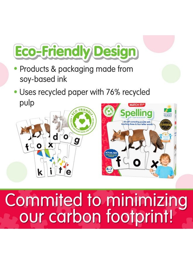 The Learning Journey: Match It! - Spelling - 20 Piece Self-Correcting Spelling Puzzle Three and Four Letter Words Montessori Learning Girl Boys Gifts Ages 4,5,6,7,8-Year-Olds - Award Winning Toys - Image 2