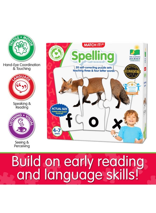 The Learning Journey: Match It! - Spelling - 20 Piece Self-Correcting Spelling Puzzle Three and Four Letter Words Montessori Learning Girl Boys Gifts Ages 4,5,6,7,8-Year-Olds - Award Winning Toys - Image 3