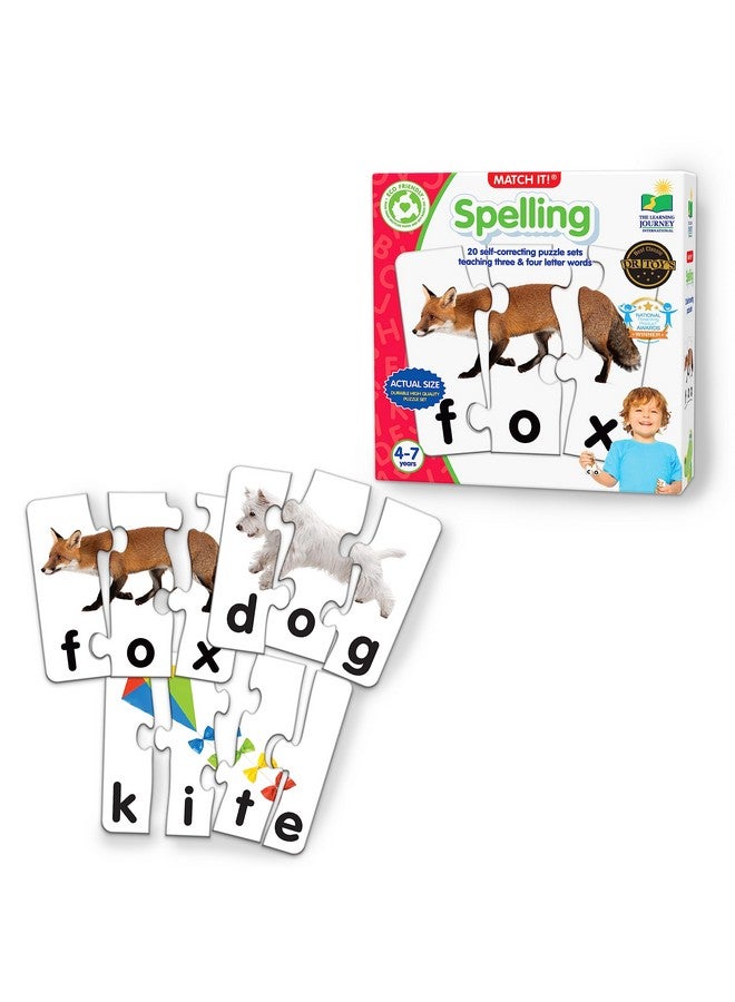 The Learning Journey: Match It! - Spelling - 20 Piece Self-Correcting Spelling Puzzle Three and Four Letter Words Montessori Learning Girl Boys Gifts Ages 4,5,6,7,8-Year-Olds - Award Winning Toys - Image 1