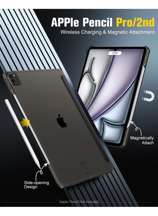 ELTRAZONE Black Slim Hard PC Case for iPad Air 13-Inch M2 (2024) & iPad Pro 12.9-Inch (6th/5th Gen) - Translucent Frosted Back, Touch ID & Pencil Support - Image 3