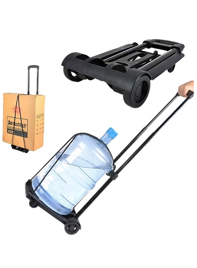 Folding Hand Truck,Foldable Dolly Cart With Two Wheels,Collapsible Hand Cart With Adjustable Handle Lightweight Trolley Cart For Moving,Travel,Shopping,Office Use,Portable - Image 1
