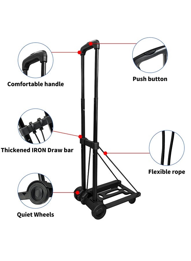 Folding Hand Truck,Foldable Dolly Cart With Two Wheels,Collapsible Hand Cart With Adjustable Handle Lightweight Trolley Cart For Moving,Travel,Shopping,Office Use,Portable - Image 5