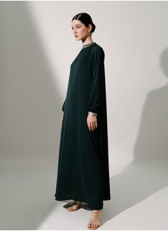 Hadiyath Al Madinah Dark Forest Silk Kaftan - HM  - Image 2