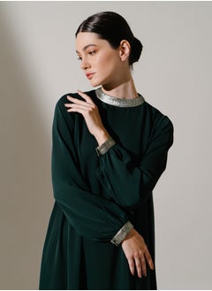 Hadiyath Al Madinah Dark Forest Silk Kaftan - HM  - Image 4
