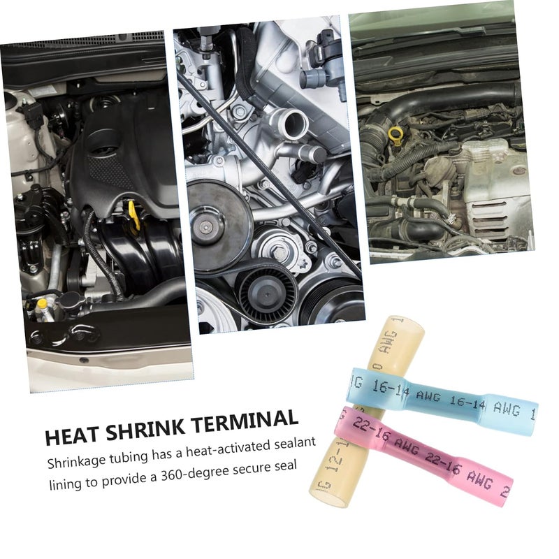 JECOMPRIS 200pcs Insulated Heat Shrink Connectors Terminal Connectors for Car Electrical Wiring - Image 4