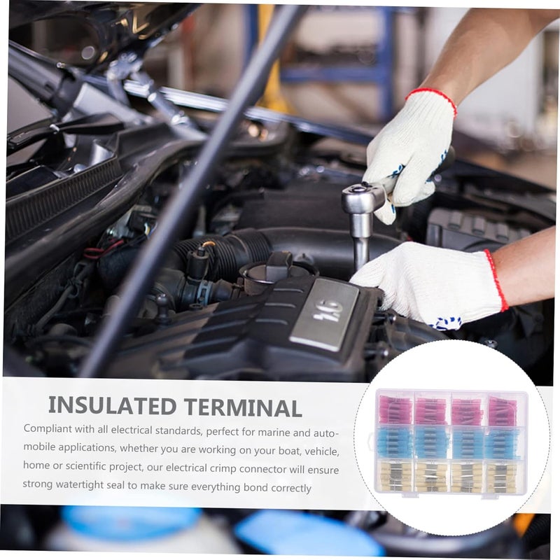 JECOMPRIS 200pcs Insulated Heat Shrink Connectors Terminal Connectors for Car Electrical Wiring - Image 3