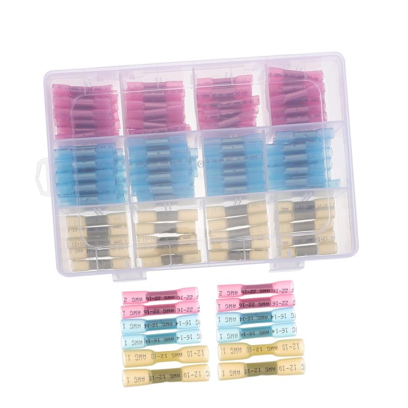 JECOMPRIS 200pcs Insulated Heat Shrink Connectors Terminal Connectors for Car Electrical Wiring - Image 1