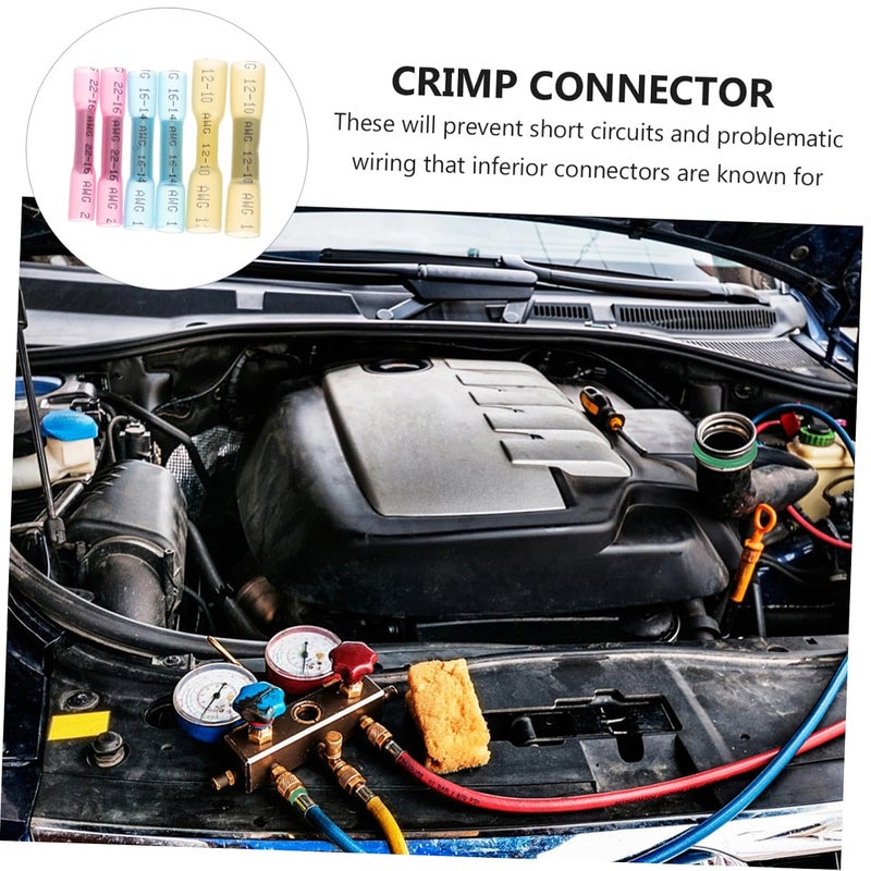 JECOMPRIS 200pcs Insulated Heat Shrink Connectors Terminal Connectors for Car Electrical Wiring - Image 2
