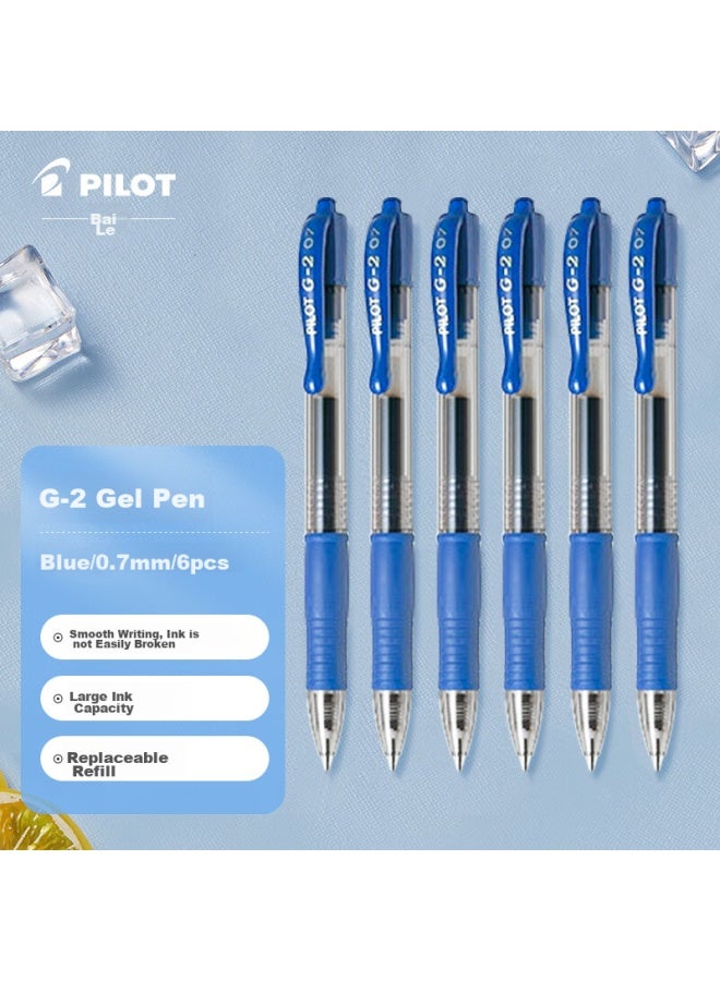 PILOT Retractable G2 Gel Pen, Bullet Tip, Signature Pen For Students, Exams, And Financial Use, Bl-g2 Blue, 0.7mm, 6-pack - Image 1
