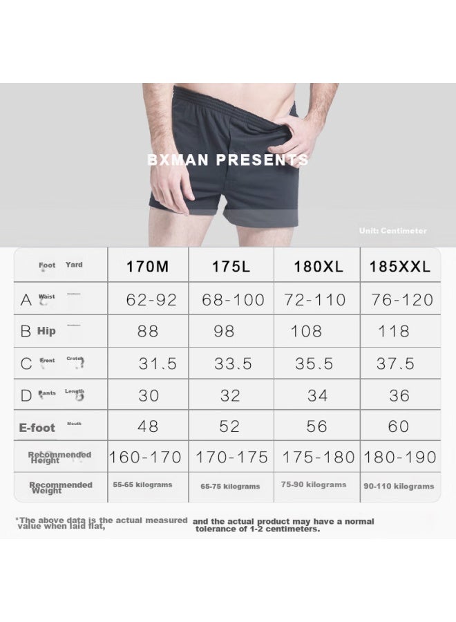 Bxman Pure Cotton Loose Underwear, Men's Boxer Briefs, Knitted Elastic Aro Pants, Plus Size, Plain Color, 4 Pieces, 170m - Image 5
