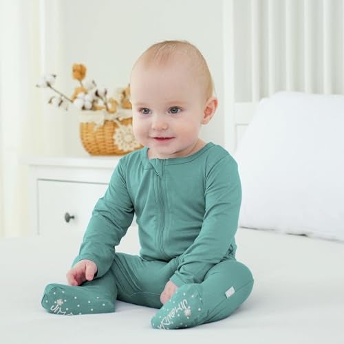 Ekkimy Baby Bamboo Rayon Romper Infant Footies Long Sleeve Double Zipper Outfits 2-Pack One-Piece Jumpsuits for Baby Boys Girls - Image 3