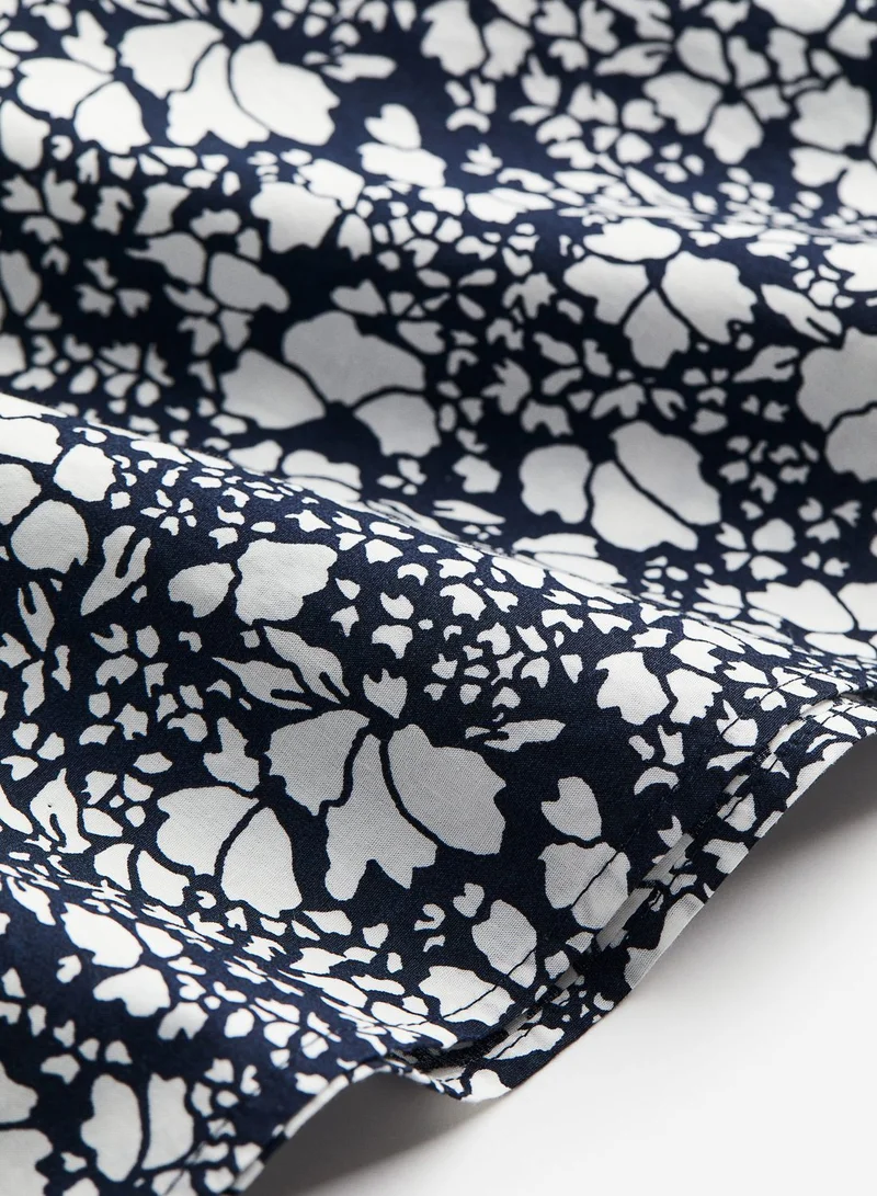 H&M Floral Print Balloon Sleeve Top