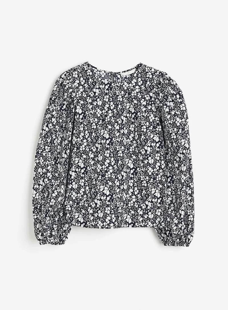H&M Floral Print Balloon Sleeve Top