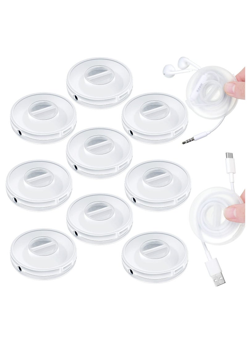 سيوسي 9 قطع من كابل البيانات المحمول القابل للدوران ، صندوق تخزين منظم كابل سماعة الرأس ، كابل تخزين دائري ملفاف قابل للسحب وإدارة الكابلات المرنة USB ، بكرة كابل للمنزل والمكتب والفصول الدراسية ، شفاف - Image 1