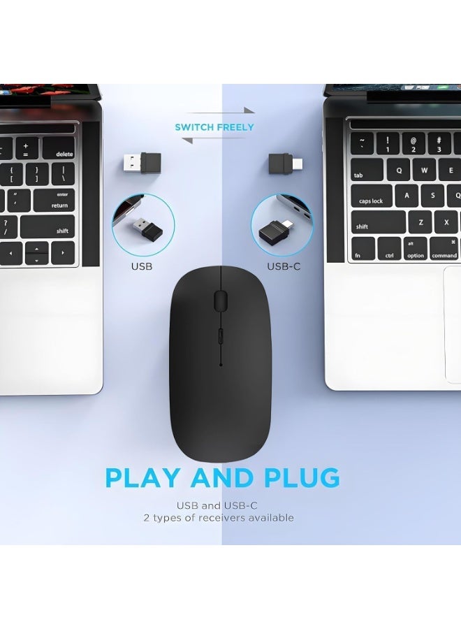 ماوس لاسلكي قابل لإعادة الشحن لأجهزة MacBook Pro/Air، ماوس بلوتوث لأجهزة الكمبيوتر المحمولة/الكمبيوتر الشخصي/Mac/iPad Pro/الكمبيوتر - Image 2