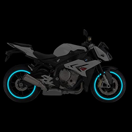 Careflection || Motorbike/Car Retro Reflective Wheel Stripes kit Rim Stripe Decal Sticker Tape for Motorcycle Wheels or Car Wheels (4 Set) (Blue) - Image 1