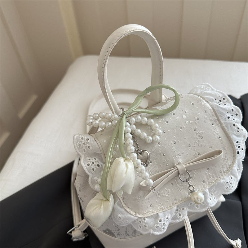 Cute Polka Dot Bow Lace Women's Shoulder Bag - Image 4