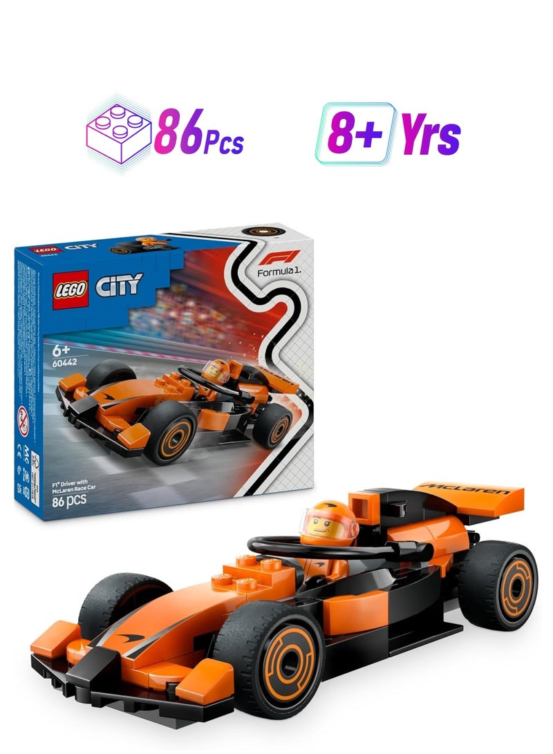 LEGO F1 Driver With McLaren Race Car - Building Set Toy 60442 - Image 1