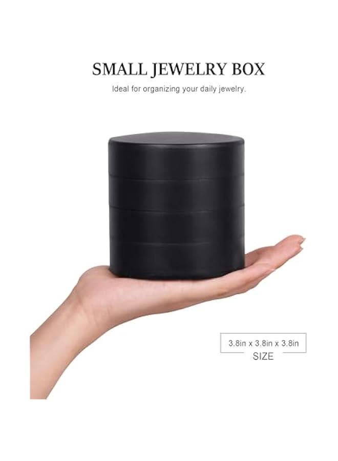 Jewelry Organizer, Small Jewelry Storage Box Earring Holder for Women, 5-Layer Rotating Travel Jewelry Tray Case with Lid for Bracelets Rings Bracelets(Black) - Image 2