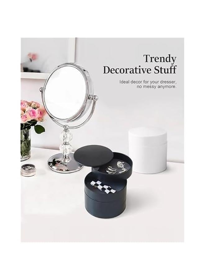 Jewelry Organizer, Small Jewelry Storage Box Earring Holder for Women, 5-Layer Rotating Travel Jewelry Tray Case with Lid for Bracelets Rings Bracelets(Black) - Image 4