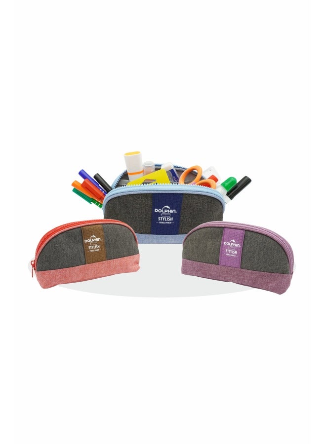 Dolphin Stylish Pencil Pouch 6451 – Blue, Washable, Dirt-Proof, Spacious & Durable - Image 2