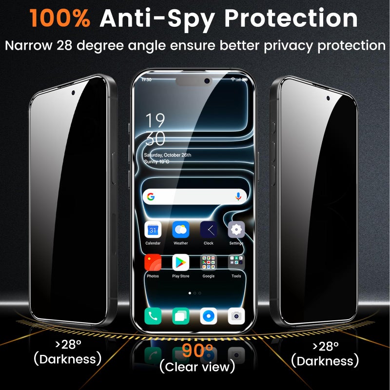 Lesakit 4 Pack Privacy Screen Protector for iPhone 17 Pro 6.3-Inch with 4 Pack Camera Lens Protector, Anti Spy Tempered Glass Film 9H Hardness Bubble Free Case Friendly - Image 3