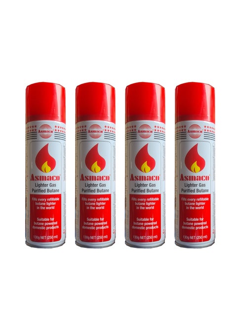 4 Pieces of Purified Butane Lighter Gas for Any Type of Lighter Reflling with Multiple Nozle Heads