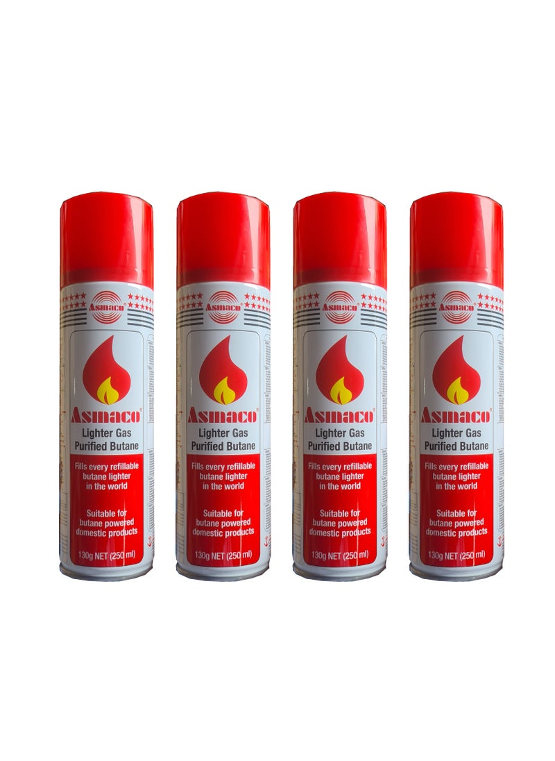 Asmaco 4 Pieces of Purified Butane Lighter Gas for Any Type of Lighter Reflling with Multiple Nozle Heads  - Image 1