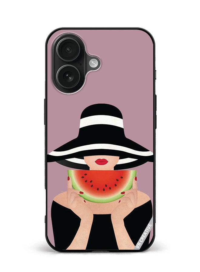 VR CREATIVE Protective Case Cover For Apple iPhone 16 Girl With Watermelon Design Multicolour
