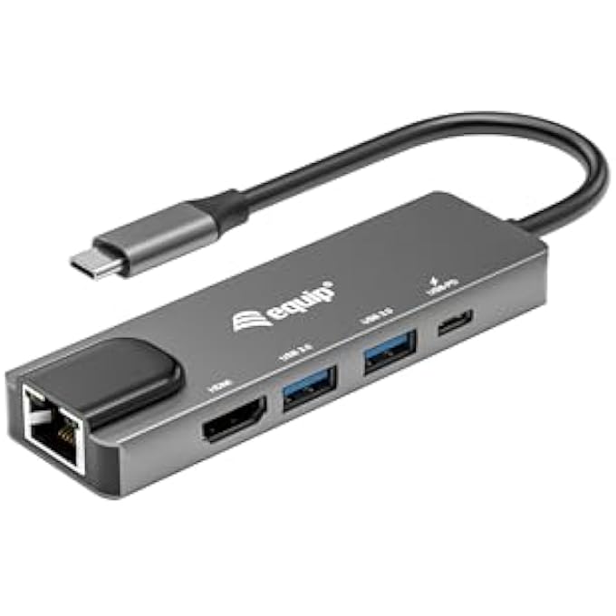 Equip 133489 USB-C 5-IN-1 MULTIFUNCTION ADAPTER HDMI GIGABIT LAN USB 3.2 GEN1 100W USB PD - Image 1