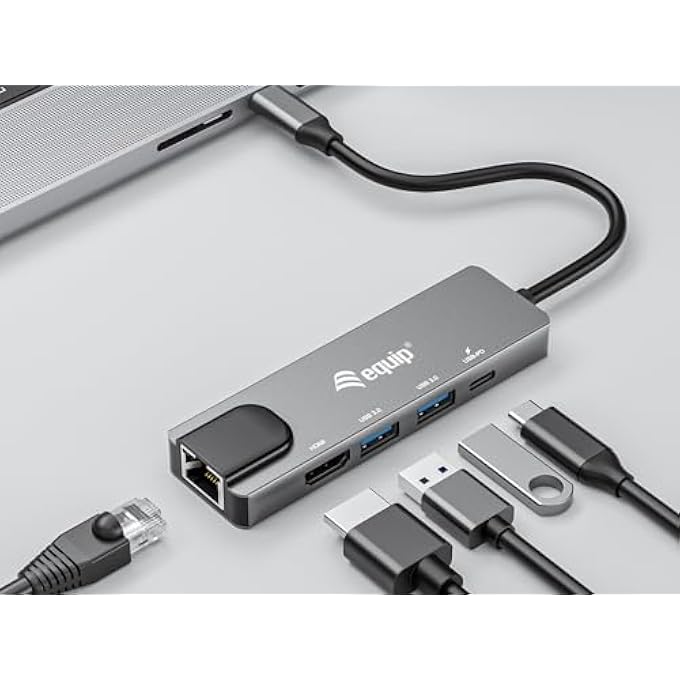 Equip 133489 USB-C 5-IN-1 MULTIFUNCTION ADAPTER HDMI GIGABIT LAN USB 3.2 GEN1 100W USB PD - Image 3