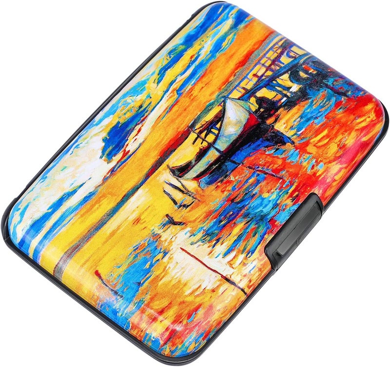 ELFISH Mini RFID Aluminum Wallet Credit Cards Holder Business Card Case Metal ID Case for Men Women (Boat) - Image 4