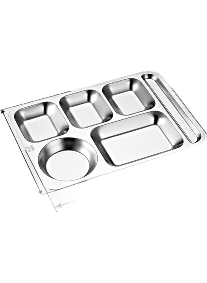 Yutai 304 Stainless Steel Six-grid Meal Tray Set With Bowl, Chopsticks, And Spoon, Adult Canteen Lunch Box With Dividers 6bt - Image 2