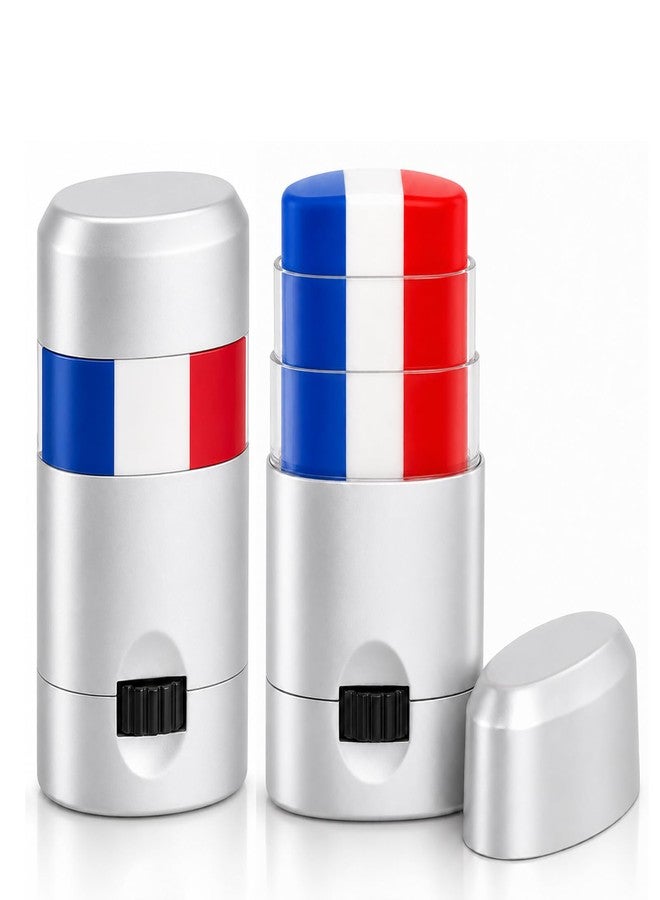 Yeweian 2Pcs Red White and Blue Eye Black Stick, Patriotic USA Flag Face Paint Makeup for 4th of July Accessories, Baseball Softball Football Sports Face Body Paint Sticks for Game Day, Kids Women Men - Image 1