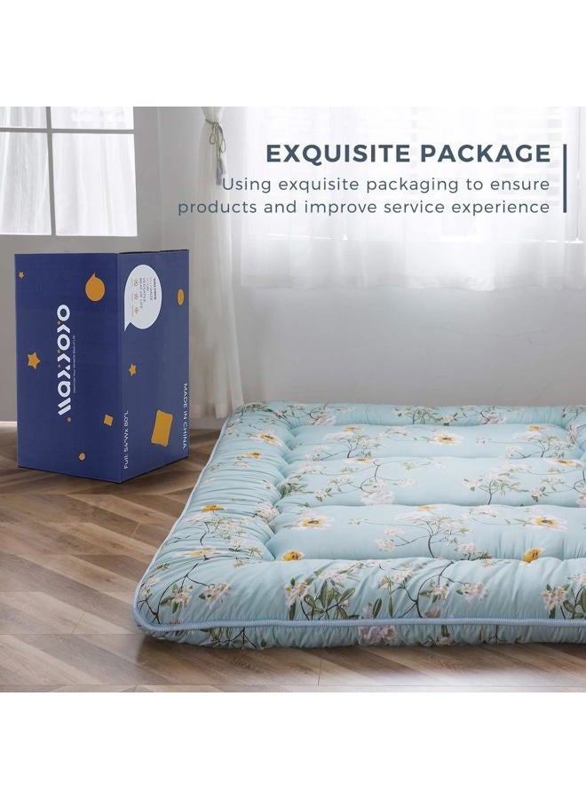 MAXYOYO Rustic Floral Korean Floor Mattress Japanese Futon Mattress, Memory Foam Foldable Bed Roll Up Camping Mattress Floor Lounger Bed Couches and Sofas Mattress Topper King Size - Image 4