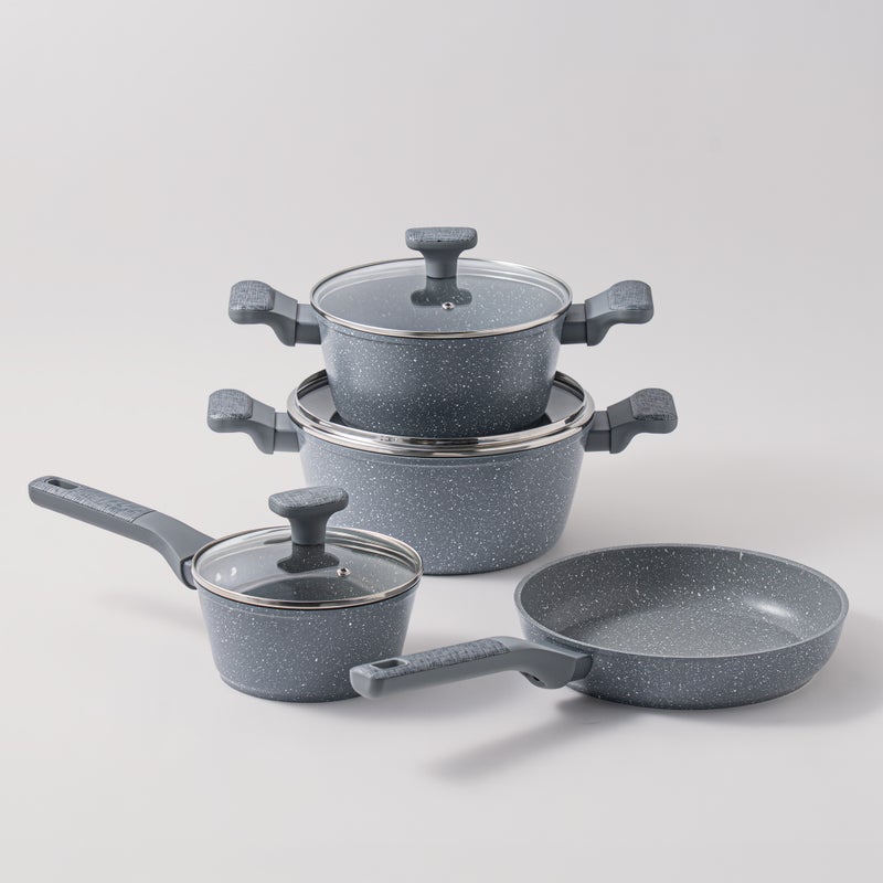 ألبرتو طقم قدور 7 قطع ألومنيوم، رمادي - Image 1