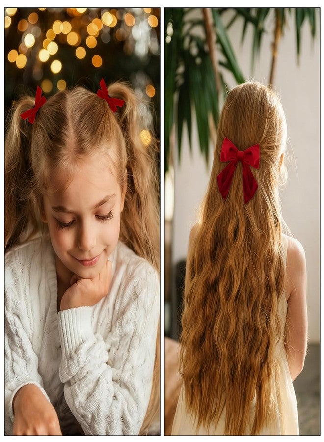 AMCAMI Red Velvet Hair Bow Clips,3Pcs Burgundy Dark Red Christmas Hair Accessories, Stocking Stuffers Gifts for Women Girls - Image 5