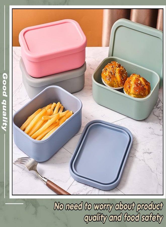 Layhit 4 Pcs Silicone Food Storage Containers for Kitchen Storage 23.7 oz Silicone Lunch Box with Lids Reusable Bento Box Set Airtight, Dishwasher and Freezer Safe, 4 Colors - Image 3