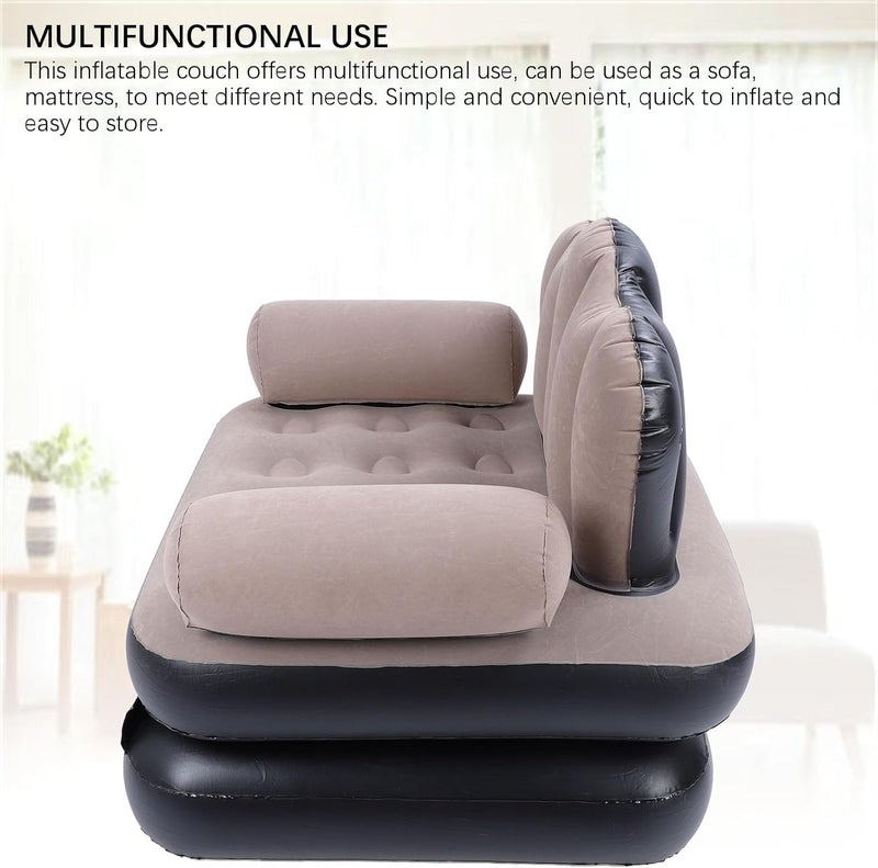 HERCHR Inflatable Sofa Bed, 2 in 1Portable Foldable Thickened Flocked PVC Blow Up Couch Mattress Home Travel Camping Bed for Home Travel Camping - Image 4