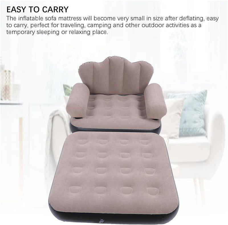 HERCHR Inflatable Sofa Bed, 2 in 1Portable Foldable Thickened Flocked PVC Blow Up Couch Mattress Home Travel Camping Bed for Home Travel Camping - Image 3