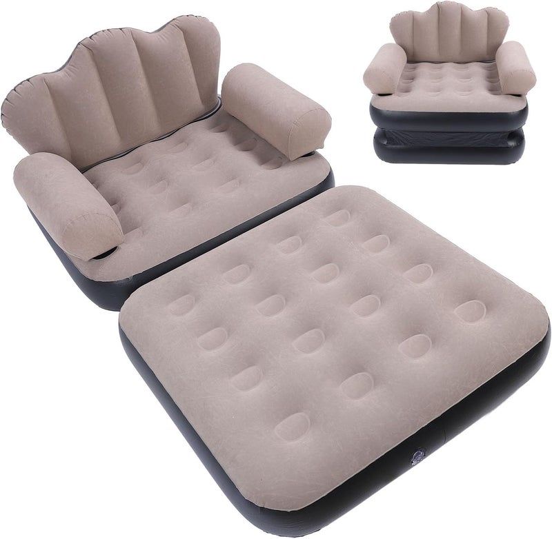 HERCHR Inflatable Sofa Bed, 2 in 1Portable Foldable Thickened Flocked PVC Blow Up Couch Mattress Home Travel Camping Bed for Home Travel Camping - Image 1