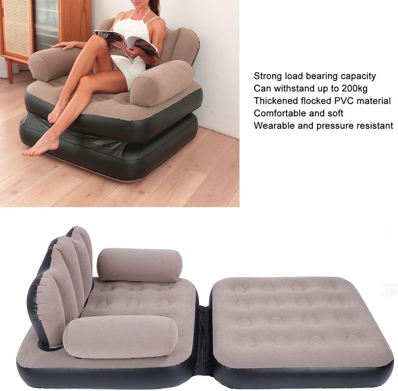 HERCHR Inflatable Sofa Bed, 2 in 1Portable Foldable Thickened Flocked PVC Blow Up Couch Mattress Home Travel Camping Bed for Home Travel Camping - Image 5