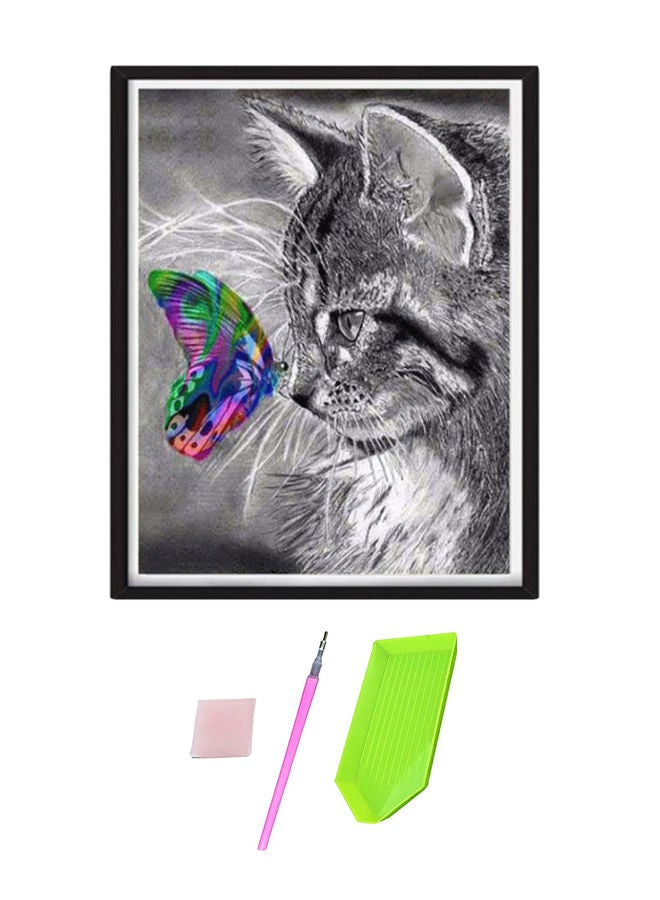 NIBEMINENT Premium Full Drill DIY Diamond Painting Kit Grey/Green/Pink - Image 1