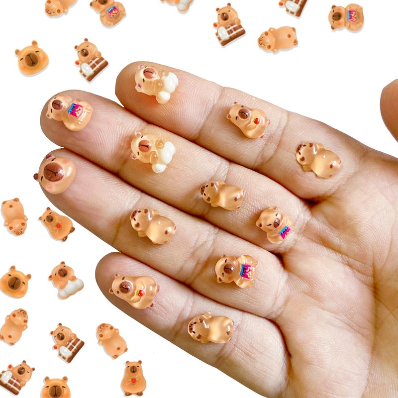 HETRUUOP 100PCS Mini Capybara Decor for Dollhouse Resin Tiny capybaras for Crafts Micro Miniature Capybara for Fairy Garden Dollhouse Micro Landscaping Decoration - Image 3