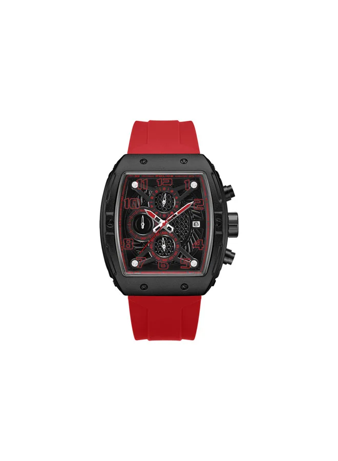 بوليس Coswig Black Dial Red Silicone Strap Chronograph Watch for Men - 46mm